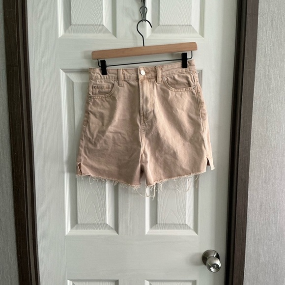 Denim&Co Tan Jean Shorts Mid-Thigh 4.5 Inseam Length Size 8 - Picture 1 of 6